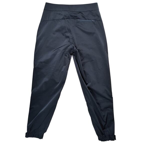 Athleta Radiant Jogger Pants Women's Sz 4 Black Satin Tapered Zip Leg Athleisure - Picture 3 of 16